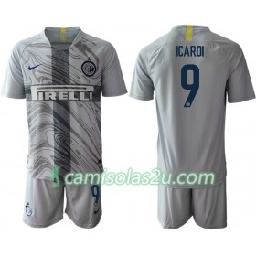 Camisolas de Futebol Inter de Milão ICARDI 9 Criança Equipamento 3ª 2018/19 Manga Curta